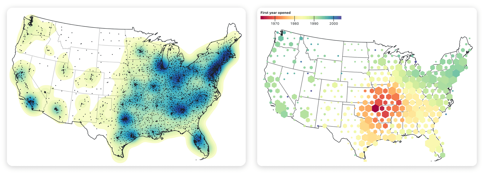 Density and hexbin map