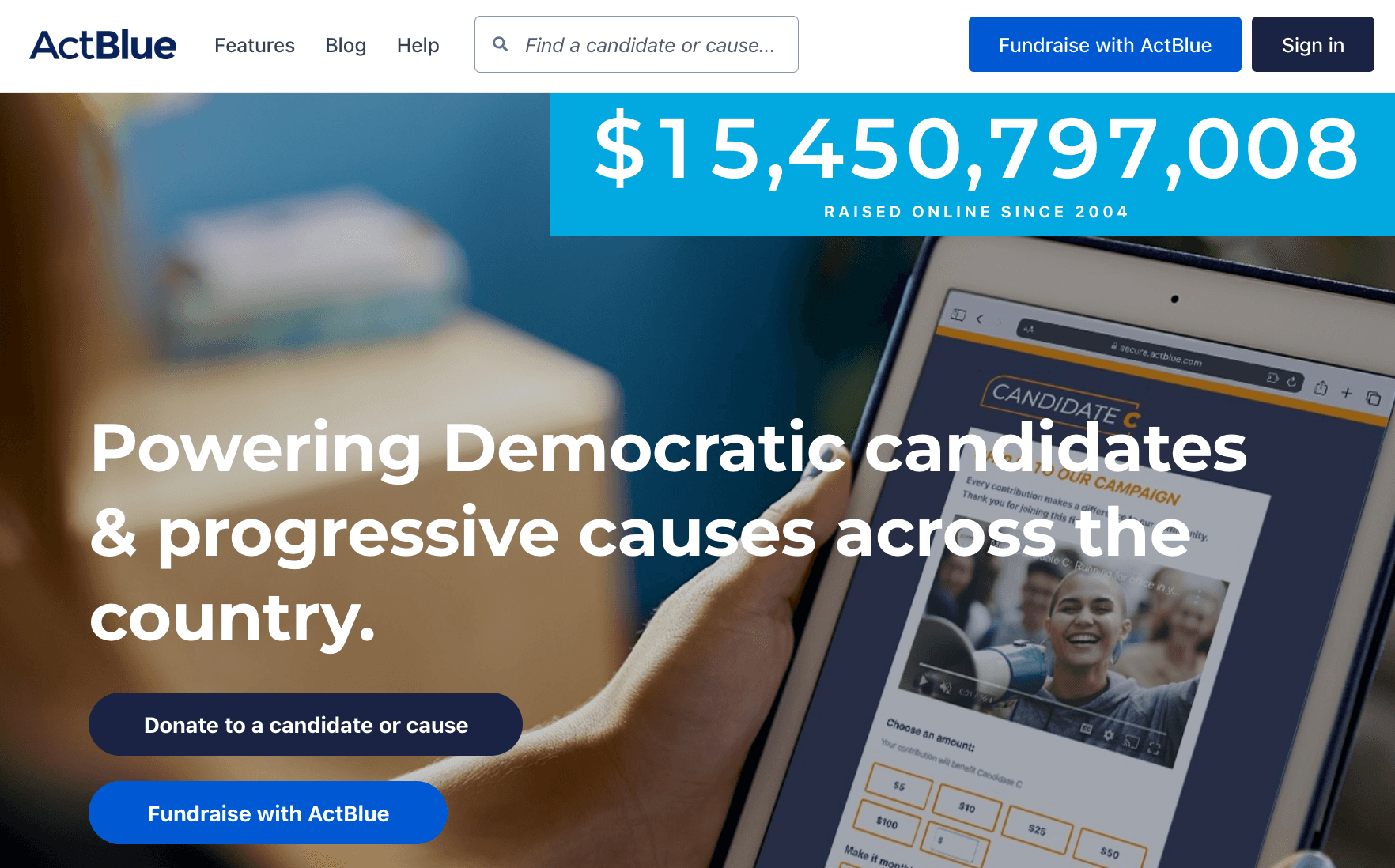 ActBlue homepage screen shot