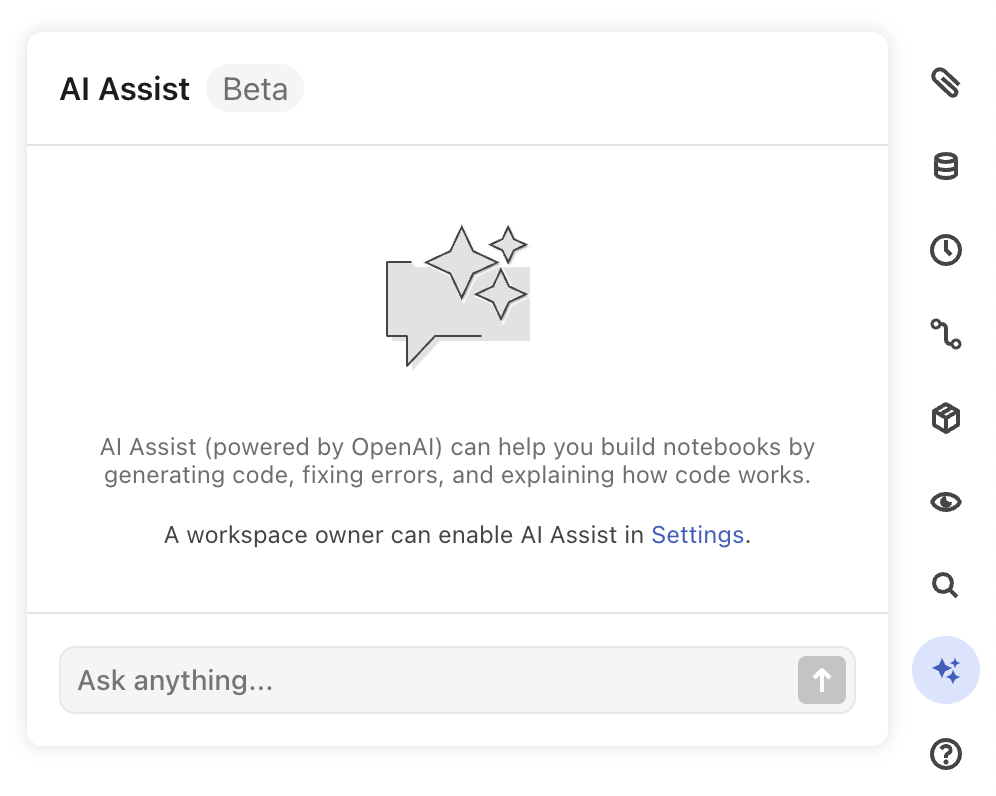 A screenshot of the AI Assist panel not yet enabled.