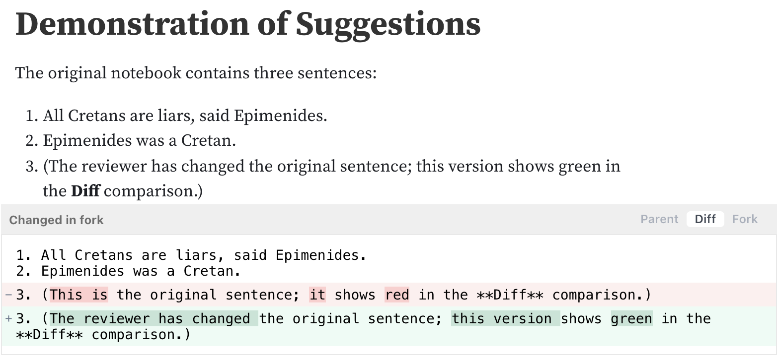 Differences between the original and suggesting fork are highlighted.