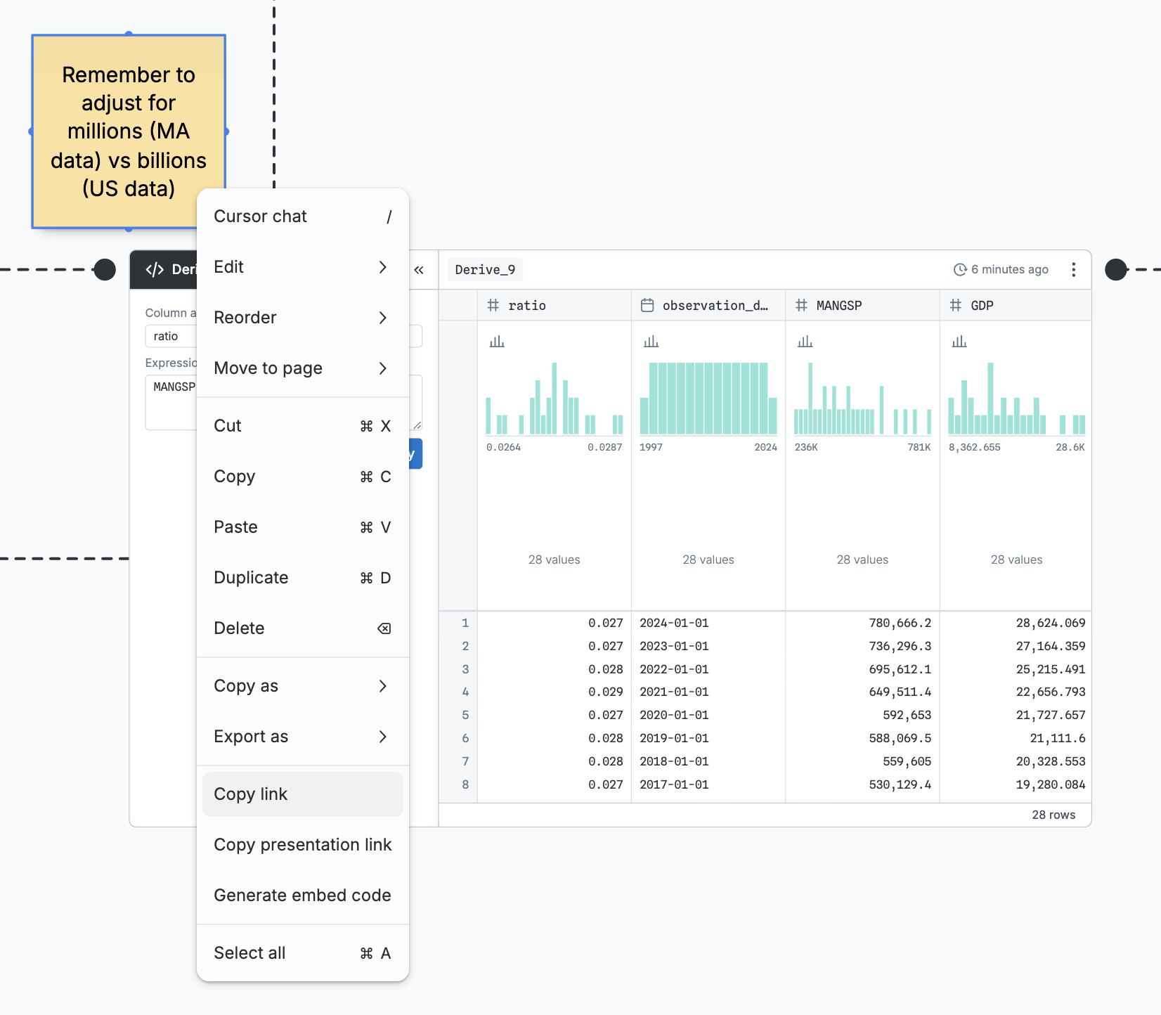Context menu showing “Copy link” item highlighted