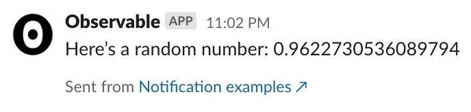 Slack notification with a random number