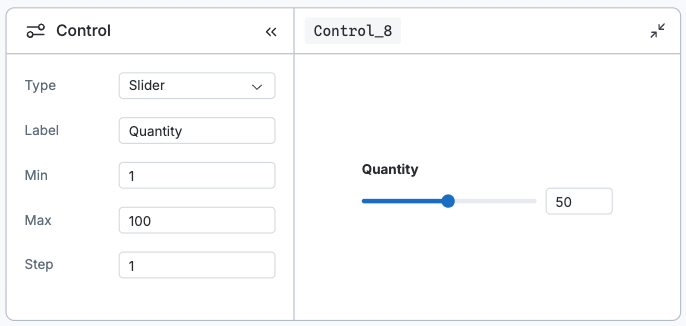 Screenshot of the slider control node